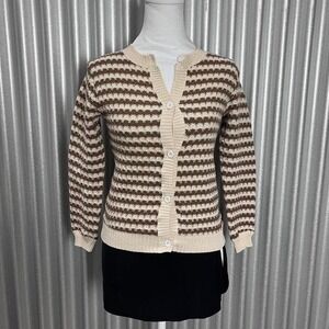 Y2K BROWN STRIPED KNIT‎ BUTTON UP CARDIGAN SIZE XS